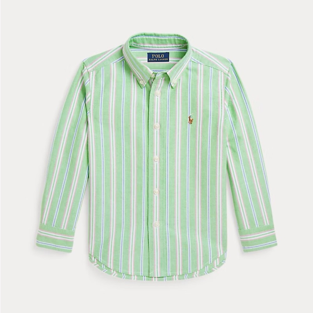 Polo by Ralph Lauren Kids Green and White Striped Shirt